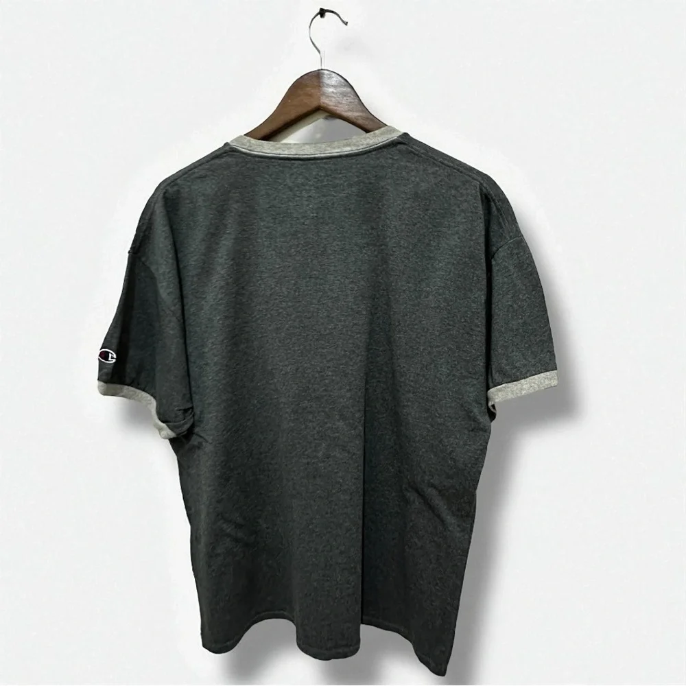 264 Champion | Vintage Dark Gray Cotton-Poly Blend Ringer Tee (size XL) - Picture 3 of 12